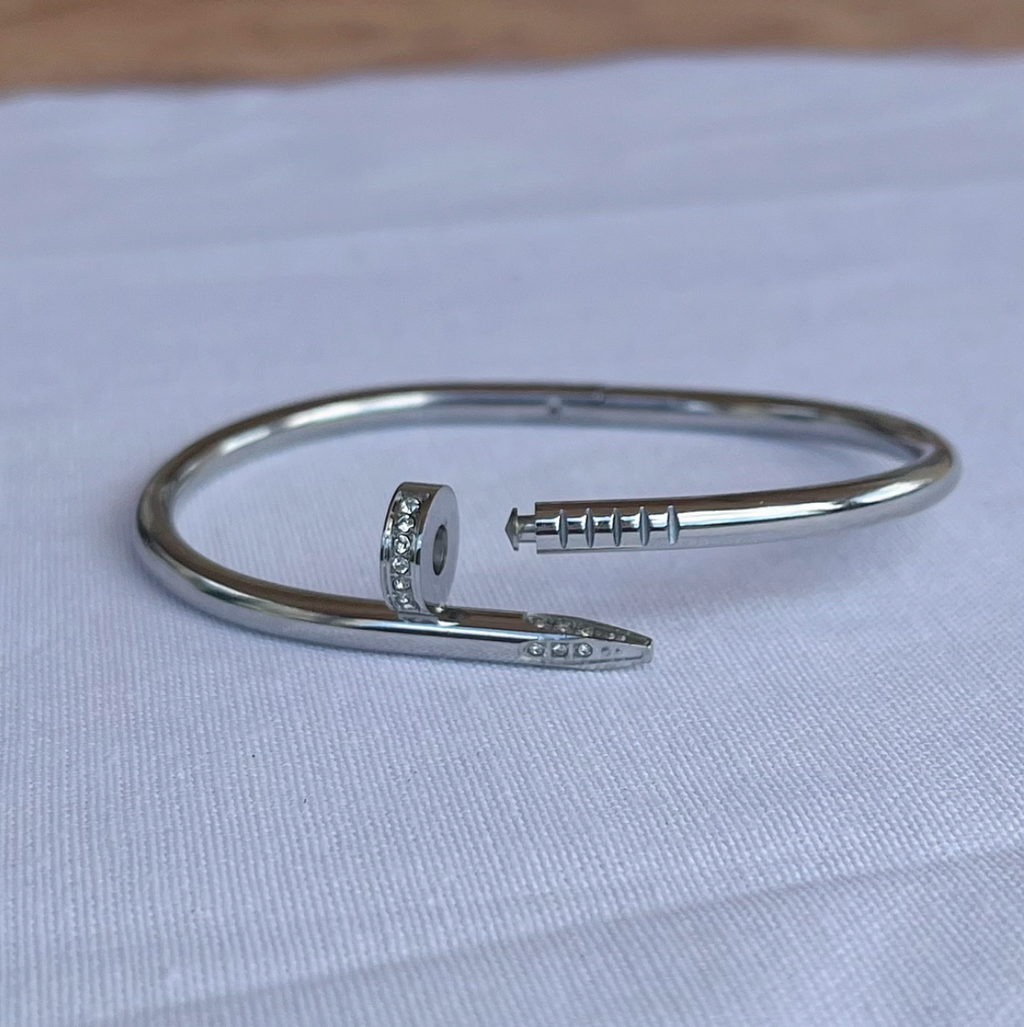 Pierced Nail Bangle - Silver
