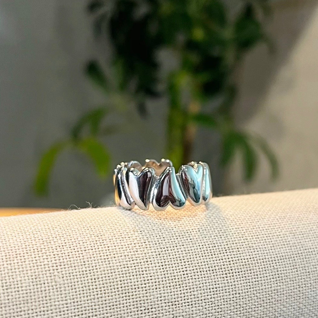 Melted Heart Ring - Silver
