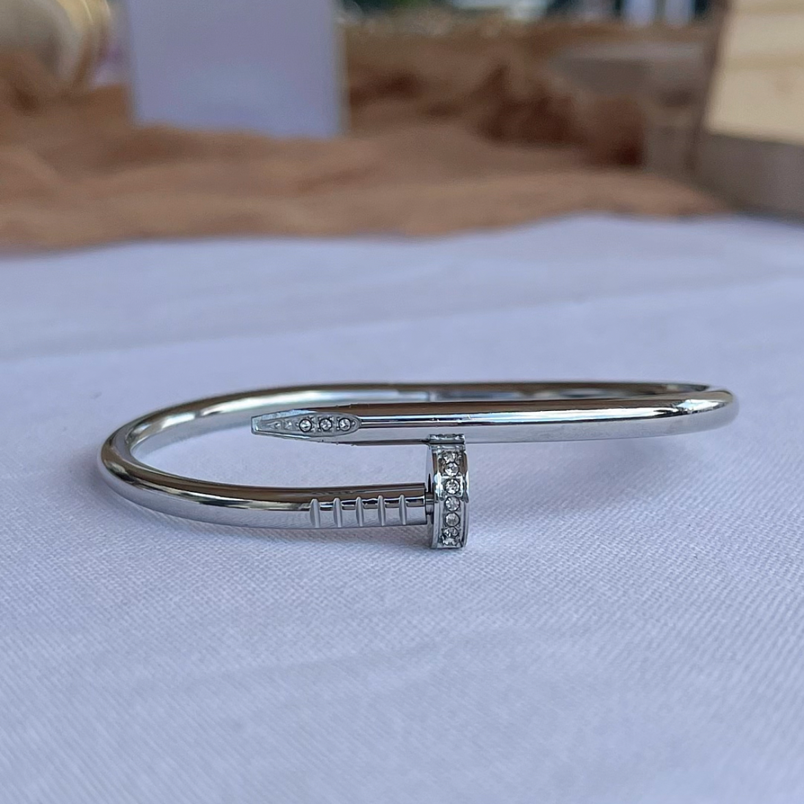 Pierced Nail Bangle - Silver