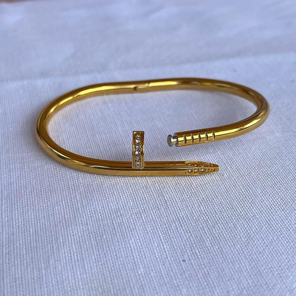 Pierced Nail Bangle - Gold