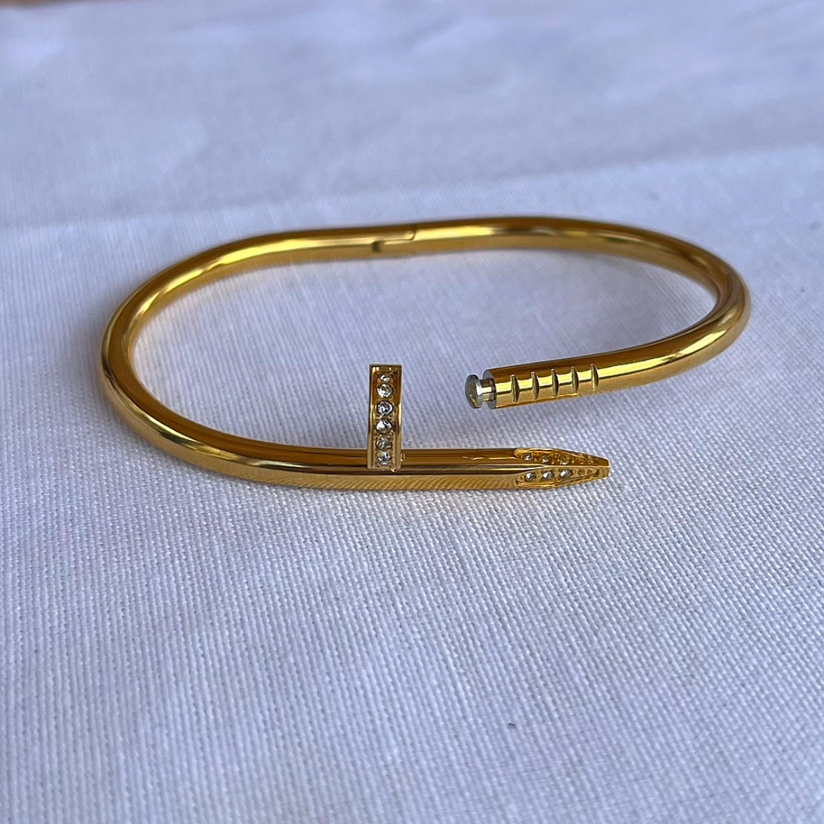 Pierced Nail Bangle - Gold