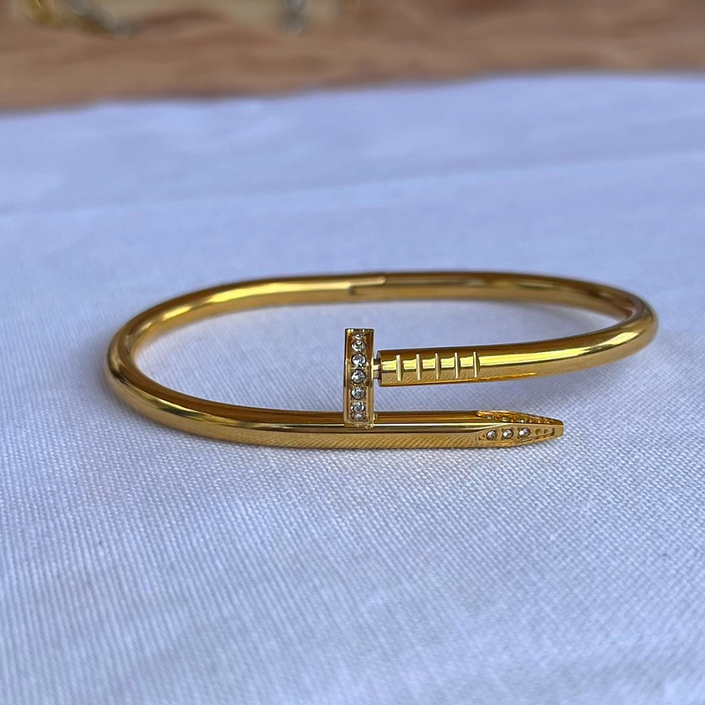 Pierced Nail Bangle - Gold