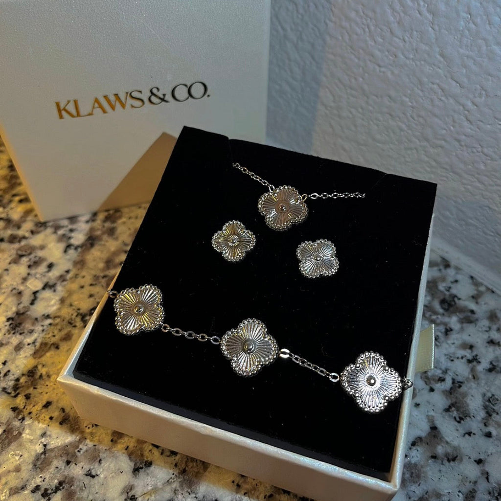 Clover Bloom Set - Silver