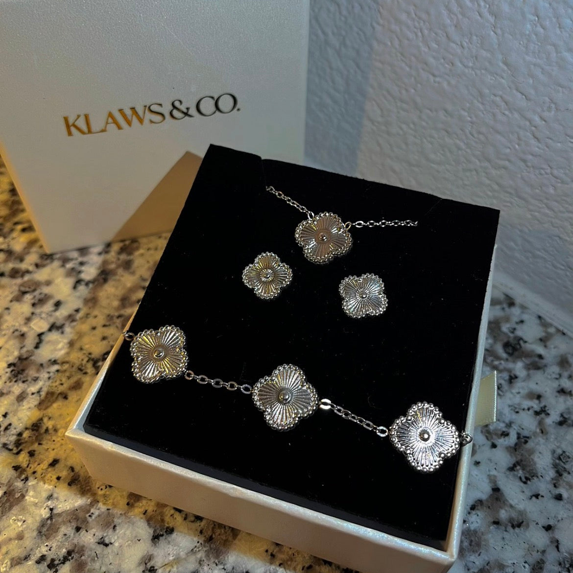 Clover Bloom Set - Silver