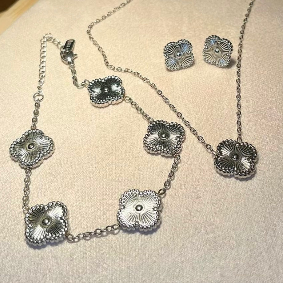 Clover Bloom Set - Silver