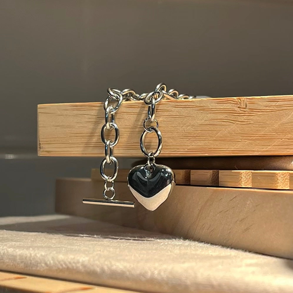 Heart Toggle Bracelet - Silver
