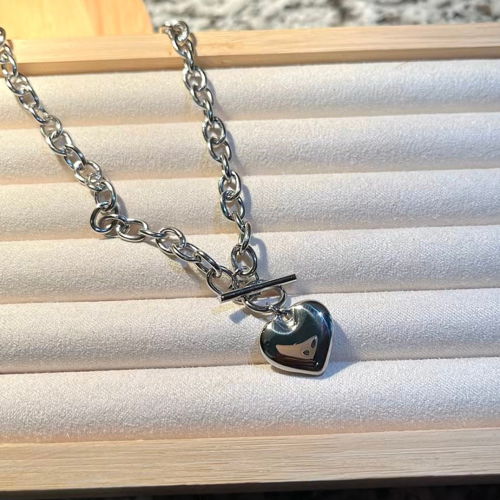 Heart Toggle Necklace - Silver