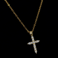 Crystal Cross Necklace - Gold